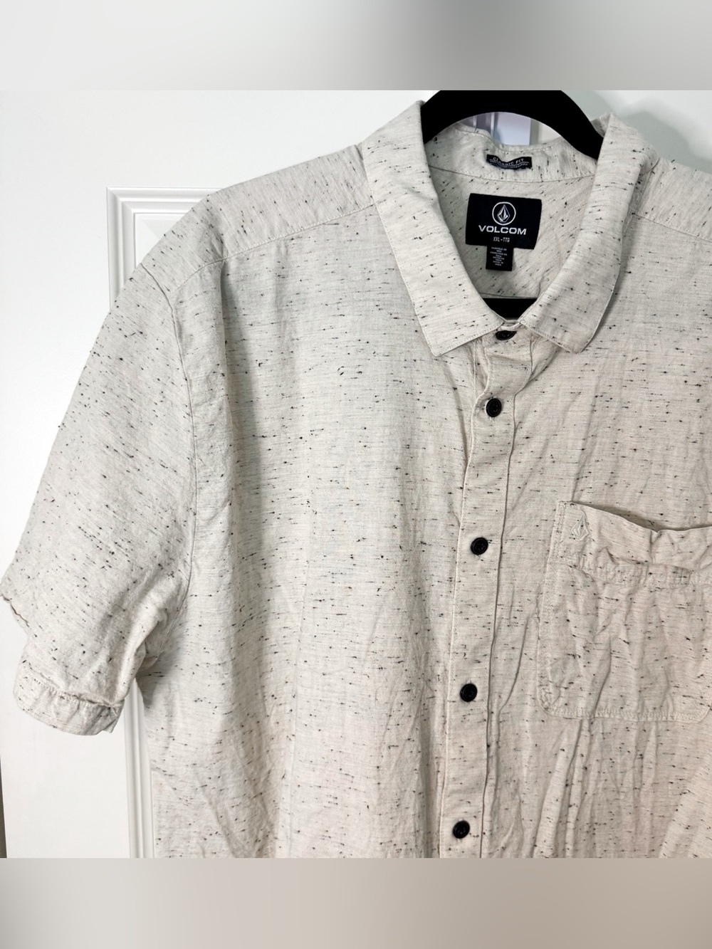 Volcom Men’s Short-Sleeve Button-Up Shirt — Natural Speckle XXL